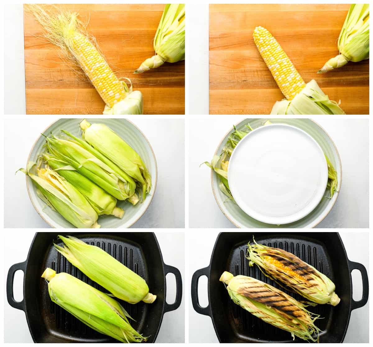 step by step photos for how to grill corn on the cob.