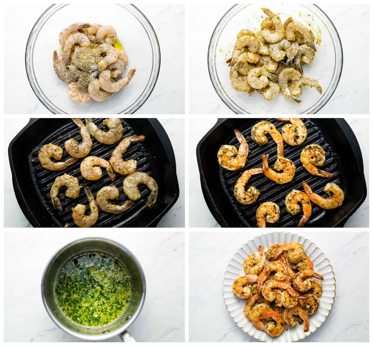 step by step photos showing how to grill shrimp.