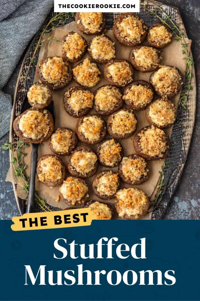 stuffed mushrooms on a plate with the text best stuffed mushrooms.