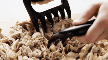 shredding chicken with claws.