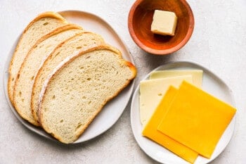 overhead view of ingredients for air fryer grilled cheese.