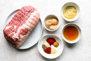 the ingredients for a roasted pork recipe.
