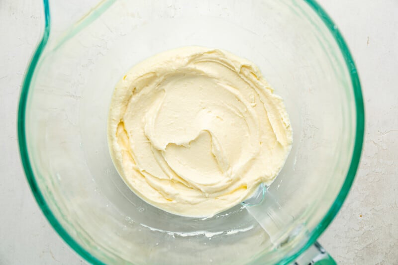 whipped cream in a glass bowl.