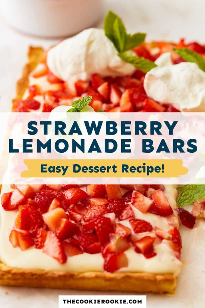 Strawberry lemonade bars easy dessert recipe.