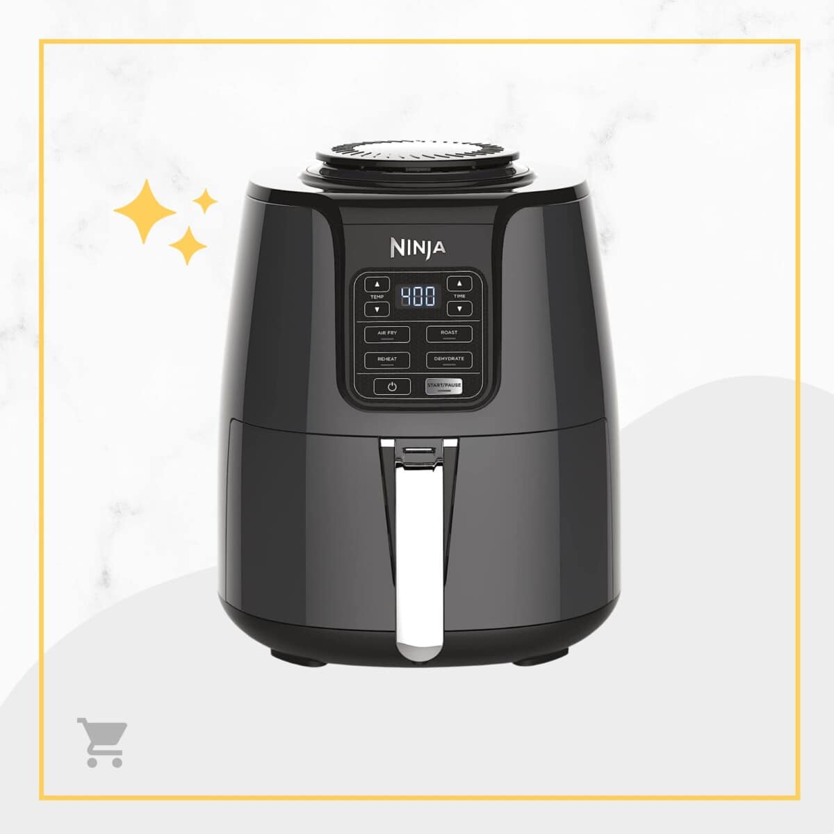 A black air fryer with the word nexus on it.