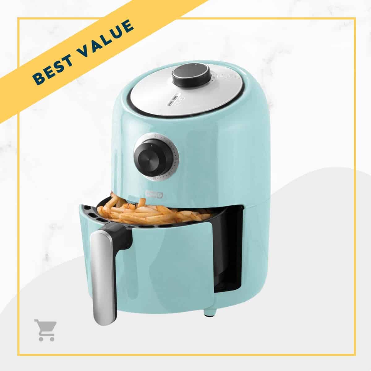 A blue fryer with the text best value.