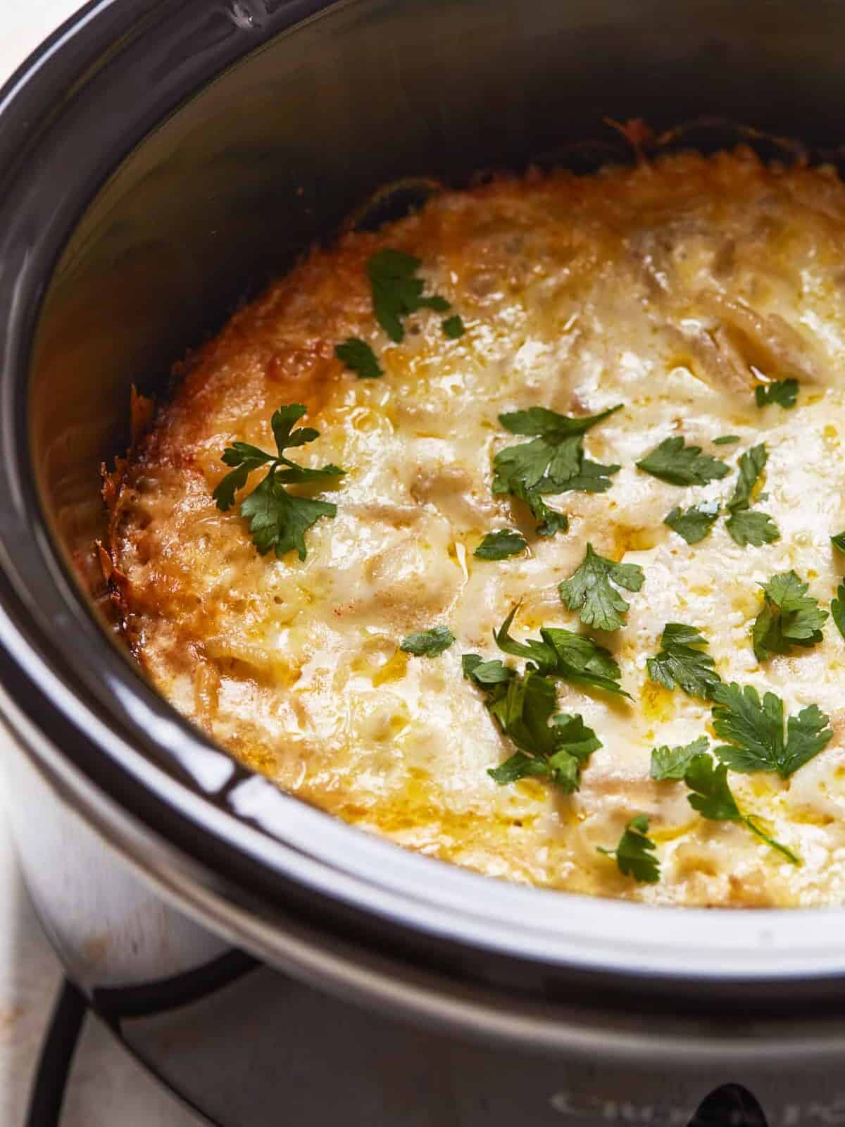 crockpot cheesy potatoes in slow cooker