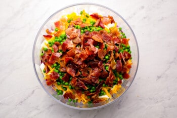 Pea salad with bacon and peas.