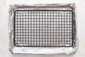 A baking sheet covered in aluminum foil.