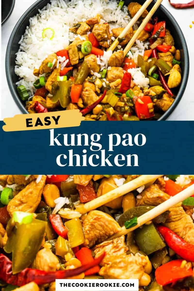 Easy kung pao chicken in a bowl.