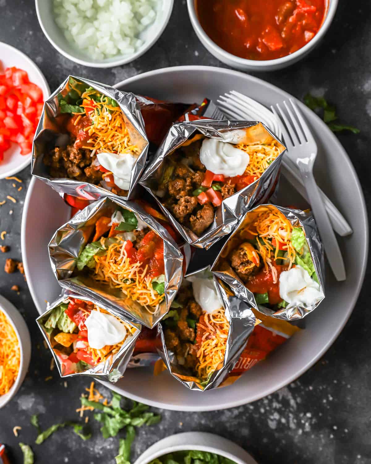 bags of walking tacos set in a bowl.
