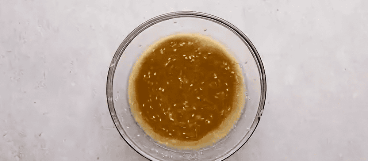 The glaze in a glass bowl. 