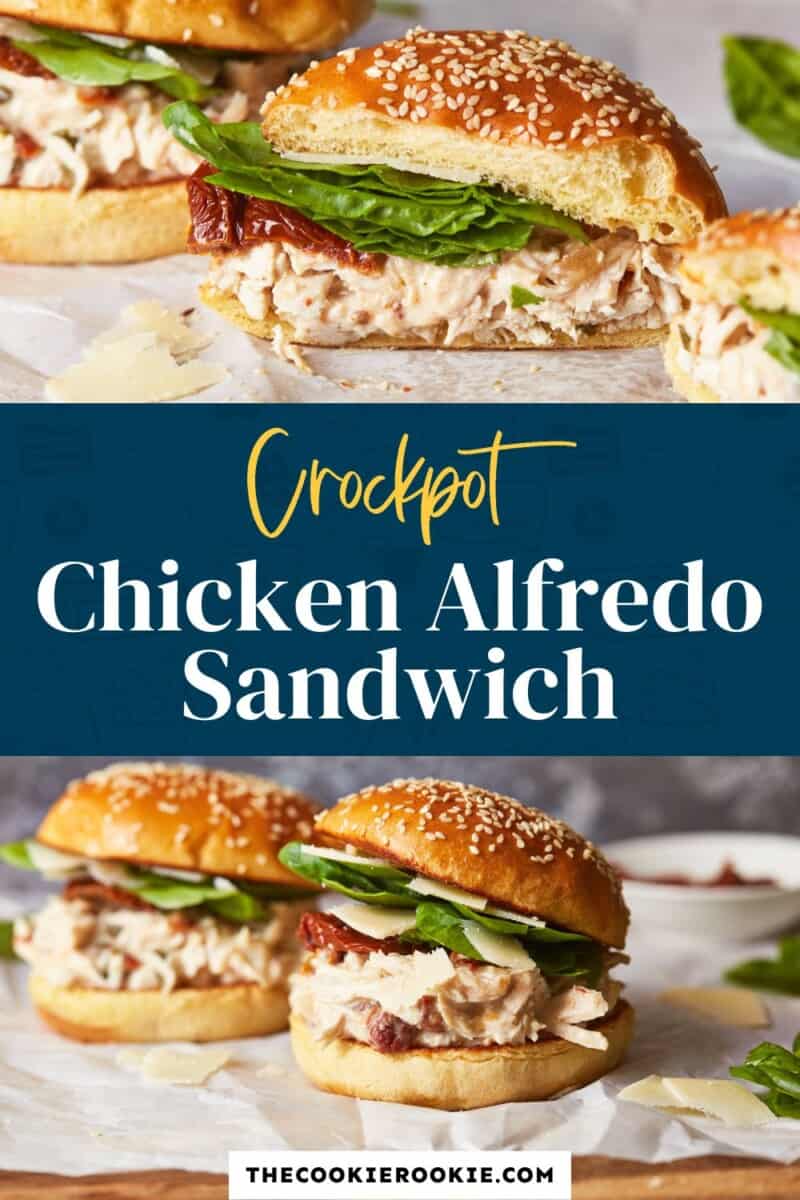 Crockpot chicken alfredo sandwich.