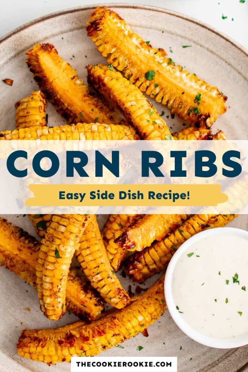 Corn ribs on a plate with the text easy side dish recipe.