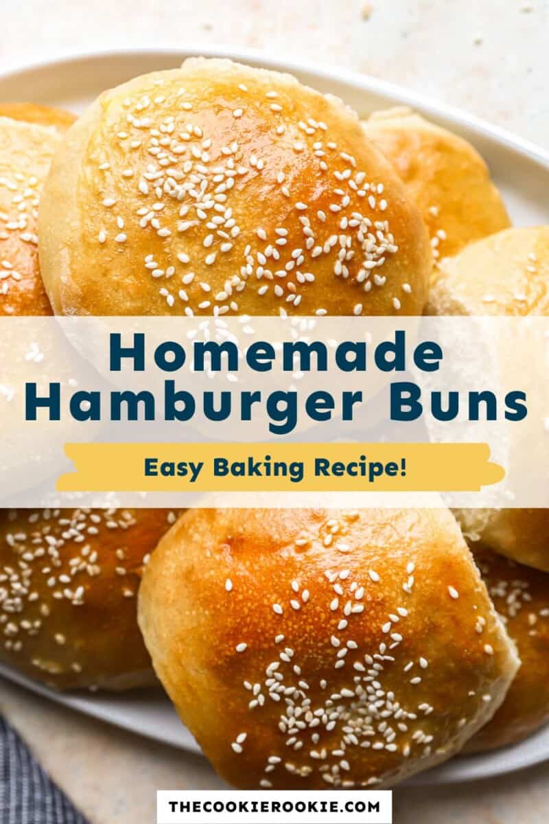 Homemade hamburger buns easy baking recipe.