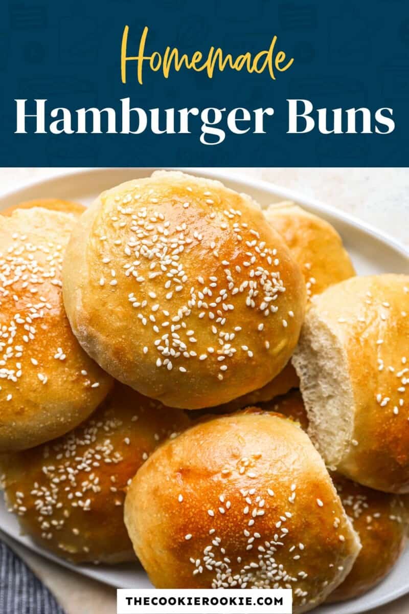 Homemade hamburger buns on a plate.