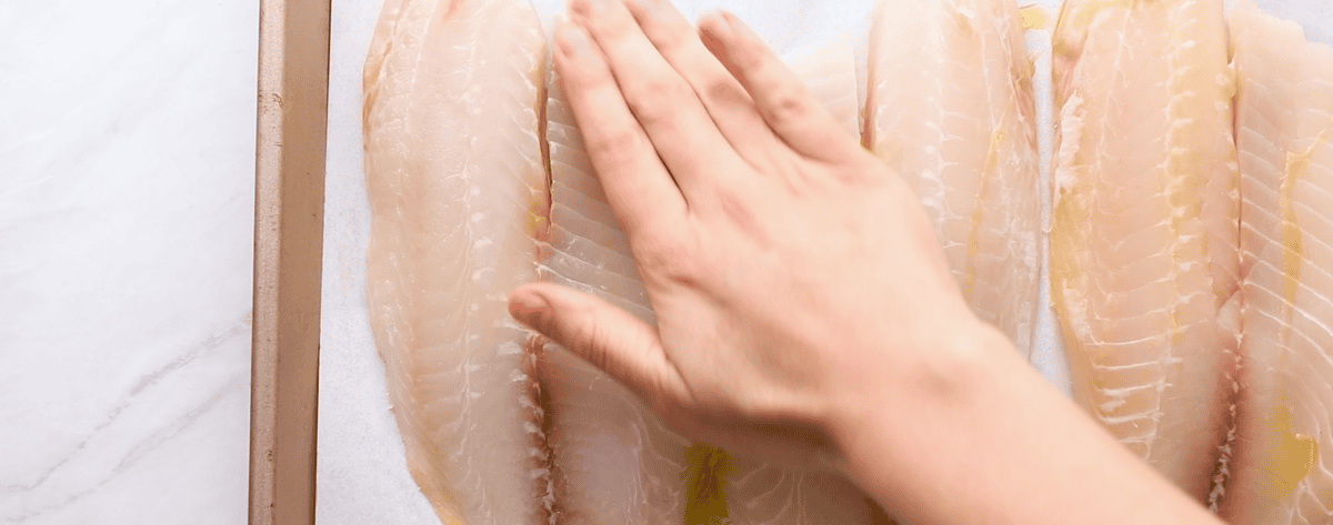 Coating tilapia with olive oil.