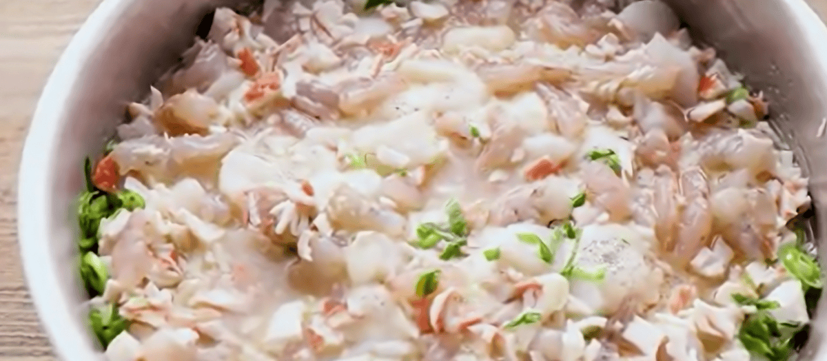 Cooking the seafood. 