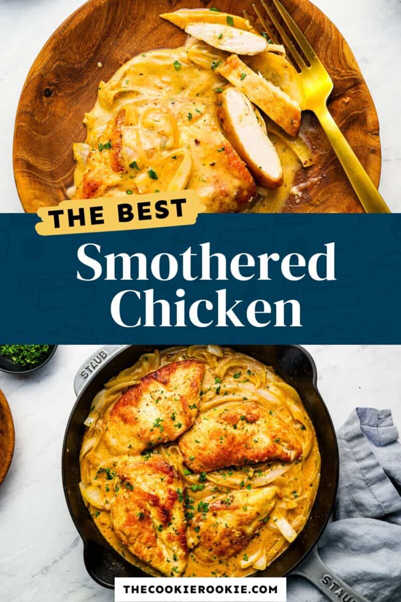 The best smothered chicken in a skillet.