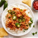 Mexican chicken with rice and jalapenos.