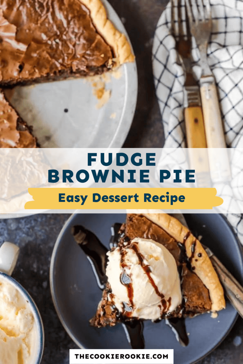 Fudge brownie pie easy dessert recipe.