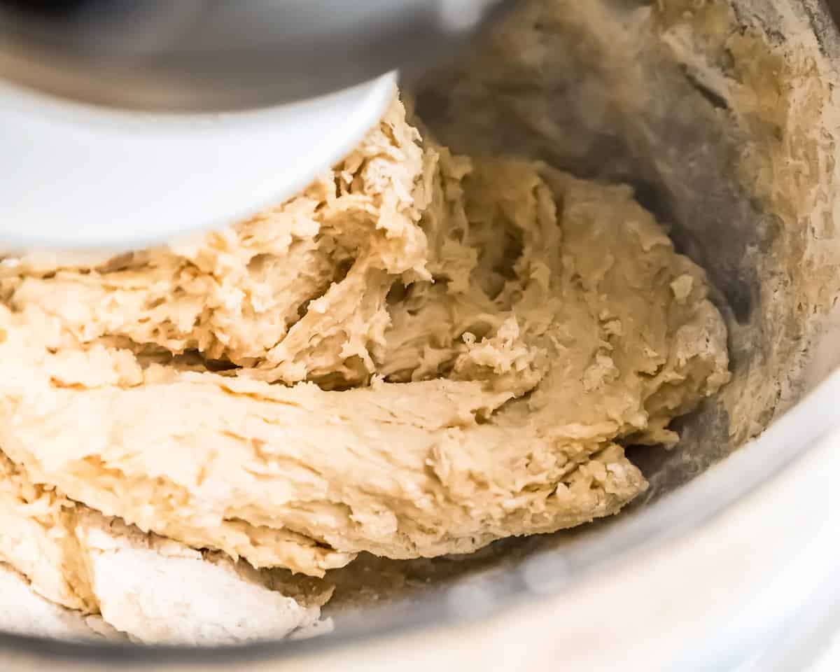 Peanut butter cookie dough in a food processor.