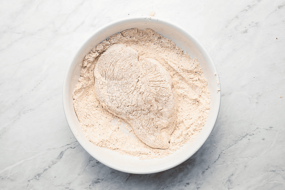 flour and spice mixture to dredge chicken