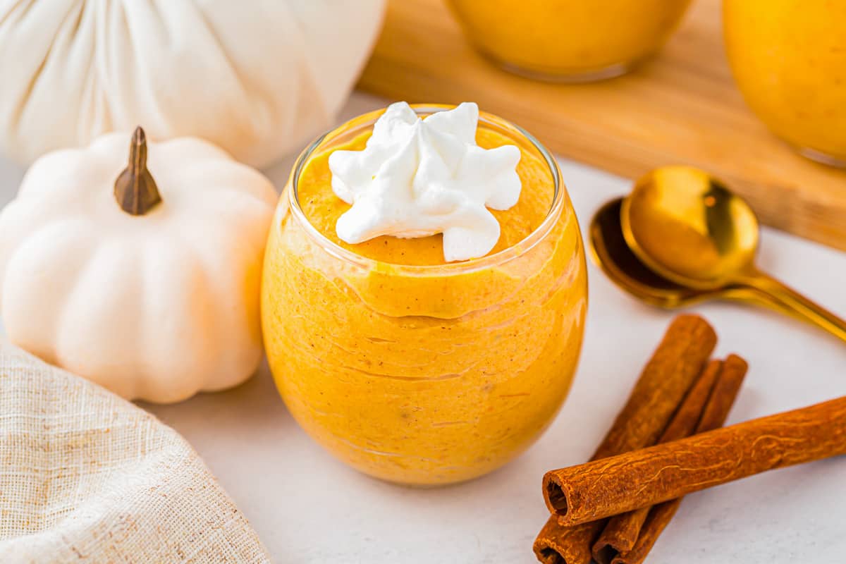 pumpkin mousse in a glass.