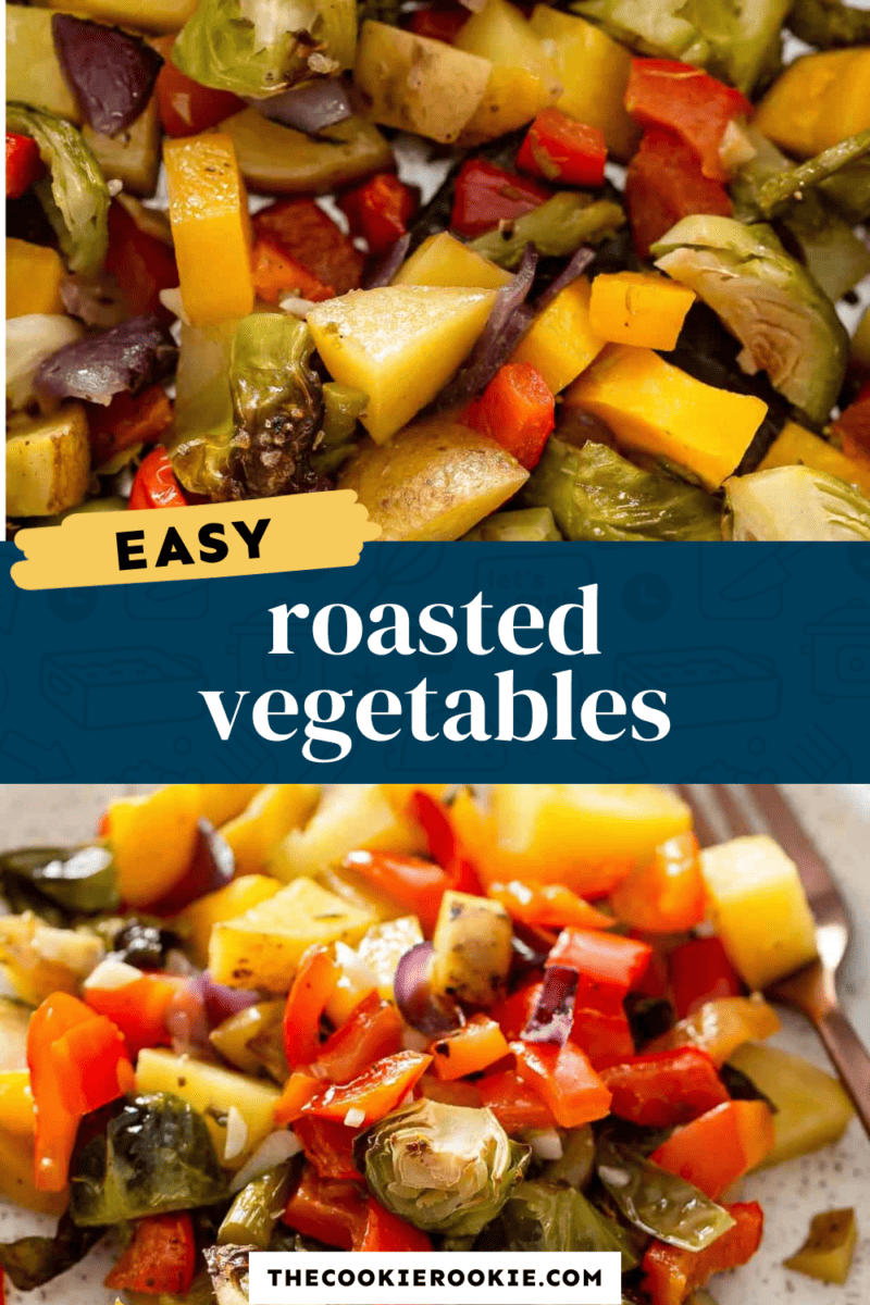 Easy roasted vegetables on a plate.