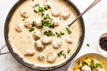 Swedish meatballs in cream sauce.