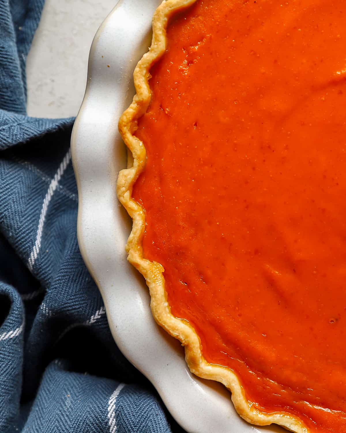 Close up on a pie crust edge, made in a food processor.