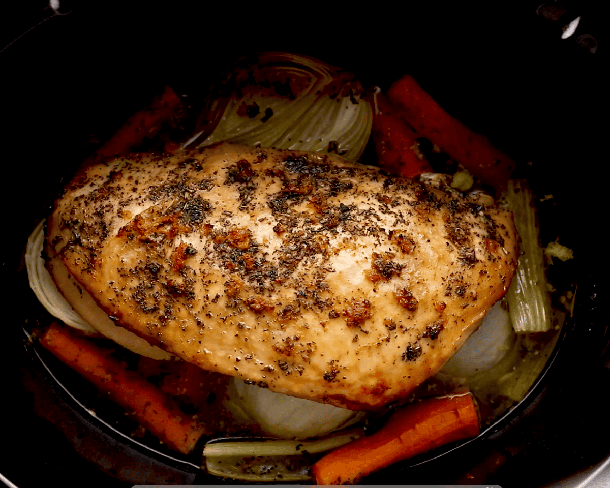 turkey cooking in slow cooker