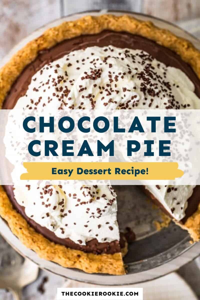 Chocolate cream pie easy dessert recipe.