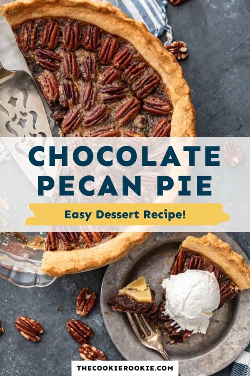 Chocolate pecan pie easy dessert recipe.