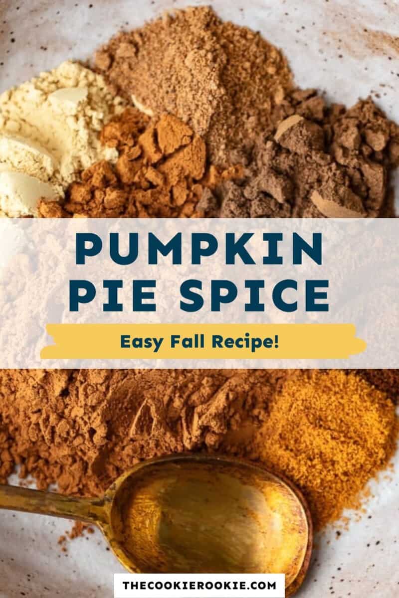 Pumpkin pie spice in a bowl with the text pumpkin pie spice easy fall recipes.