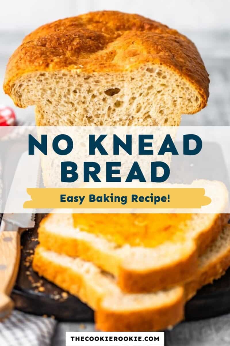 No kneaded bread easy baking recipe.