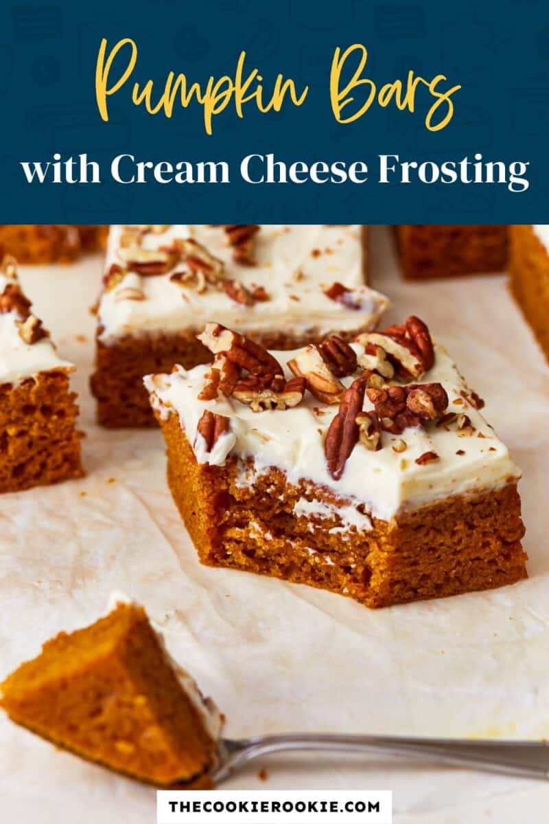 Pumpkin bars with cream cheese frosting.