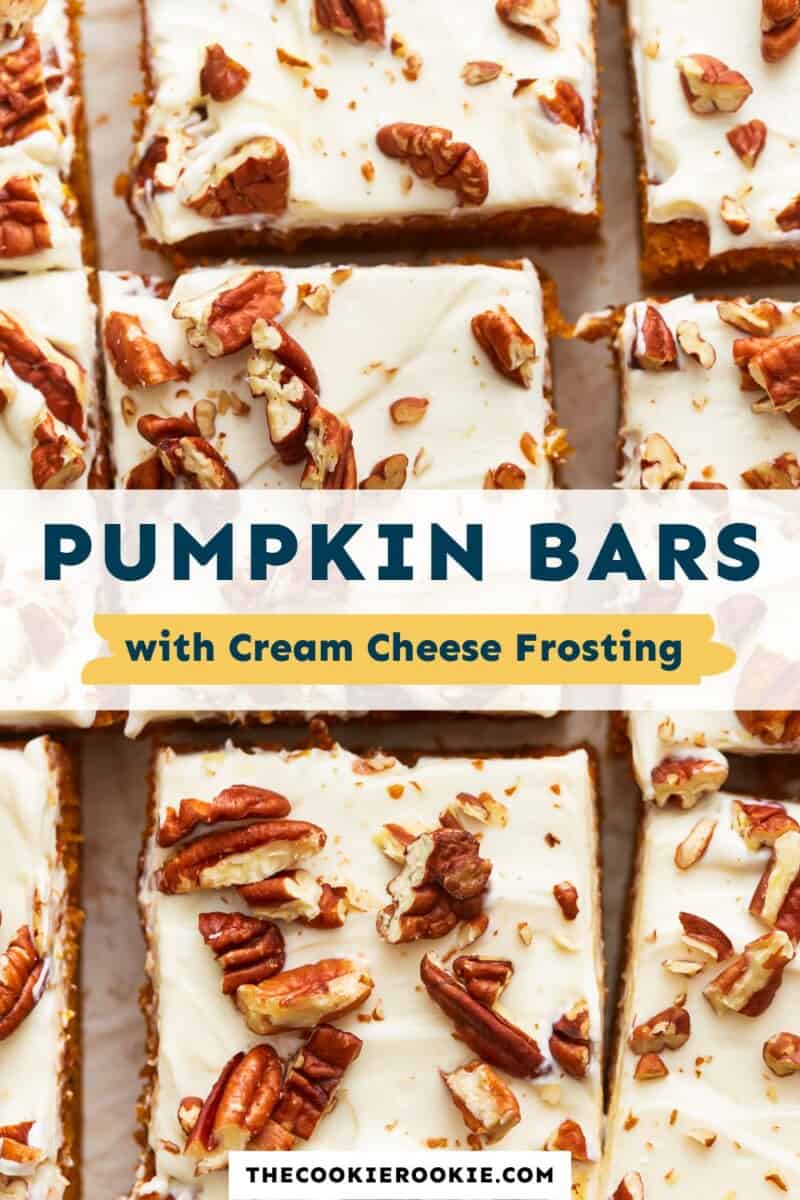 Pumpkin bars with cream cheese frosting.