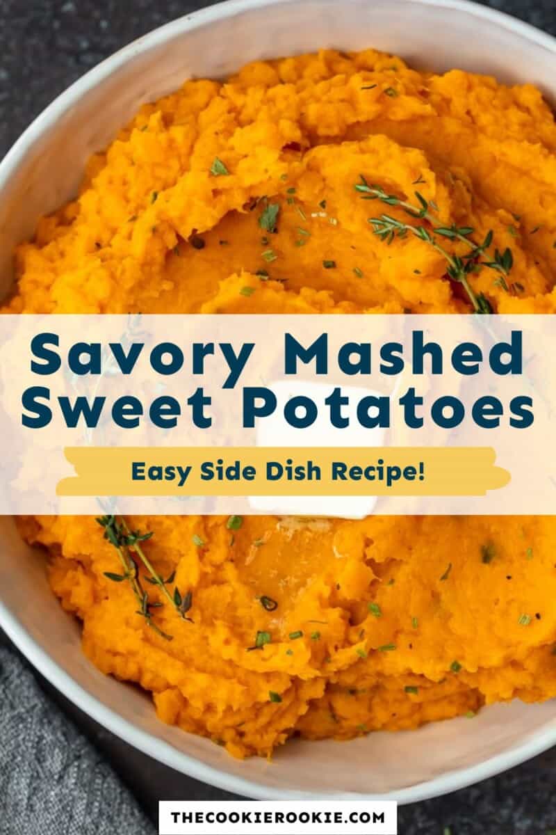 Savoury mashed sweet potatoes in a bowl.