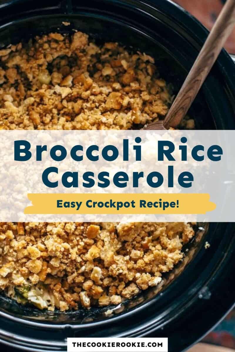 Broccoli rice casserole easy crockpot recipe.