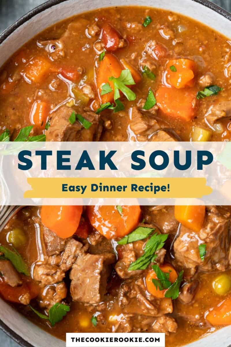 Steak soup easy dinner recipe.