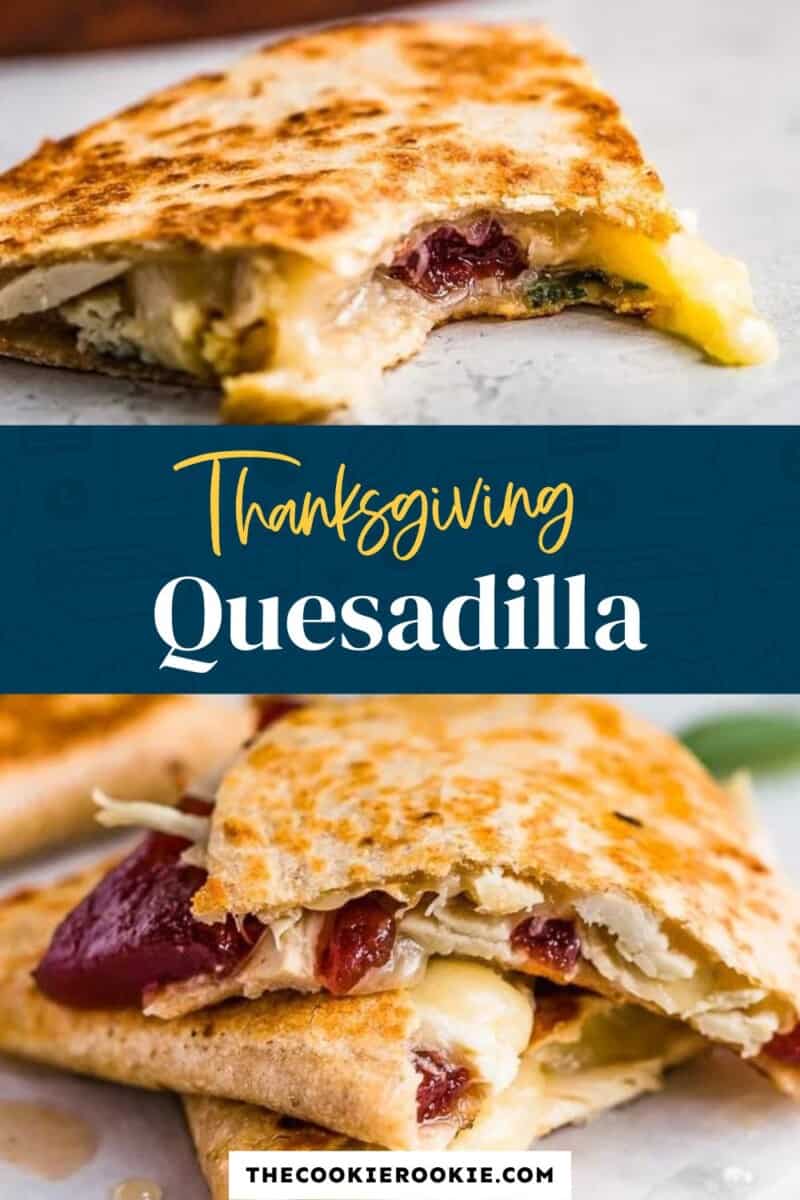 Thanksgiving quesadilla with cranberries and cranberry sauce.