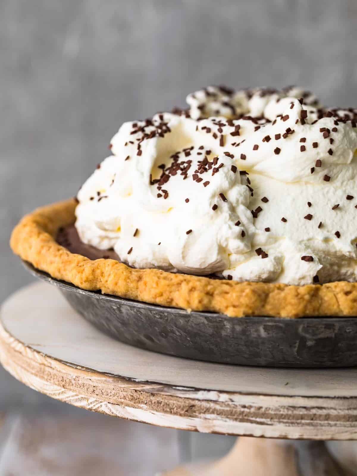 Best chocolate pie with whipped cream.
