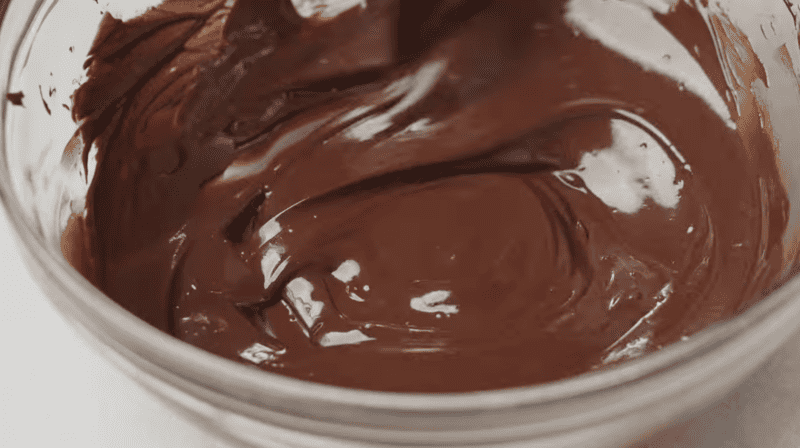 melted chocolate in a glass bowl.