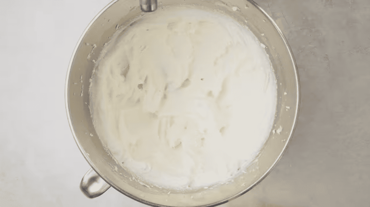 creamed butter and sugar in a stainless mixing bowl.