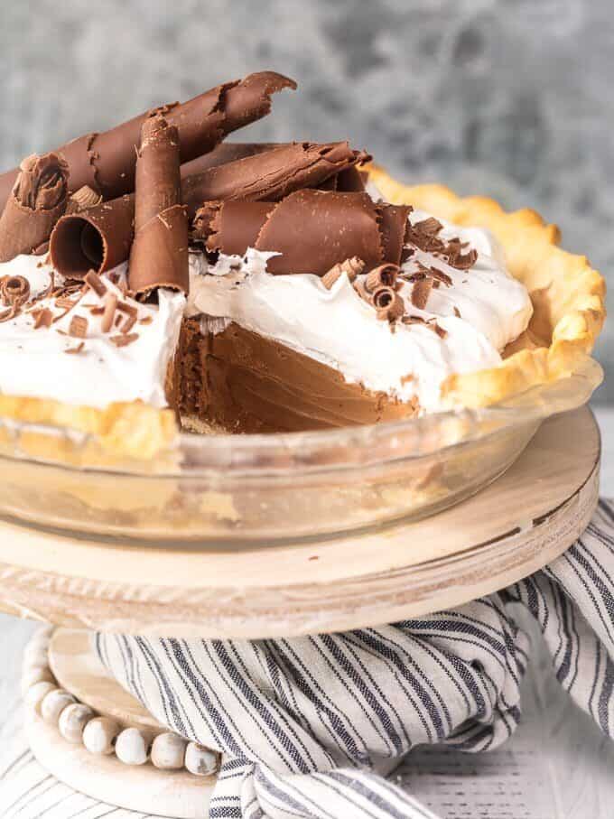 French Silk Pie is my all-time favorite pie recipe. This Chocolate Silk Pie is an easy version of a classic holiday favorite. We love this French Silk Pie at Thanksgiving, Christmas, Easter, my birthday, and every day in between. It tastes like chocolate mousse in pie form. Utterly decadent and delicious! Best French Silk Pie Recipe EVER!
