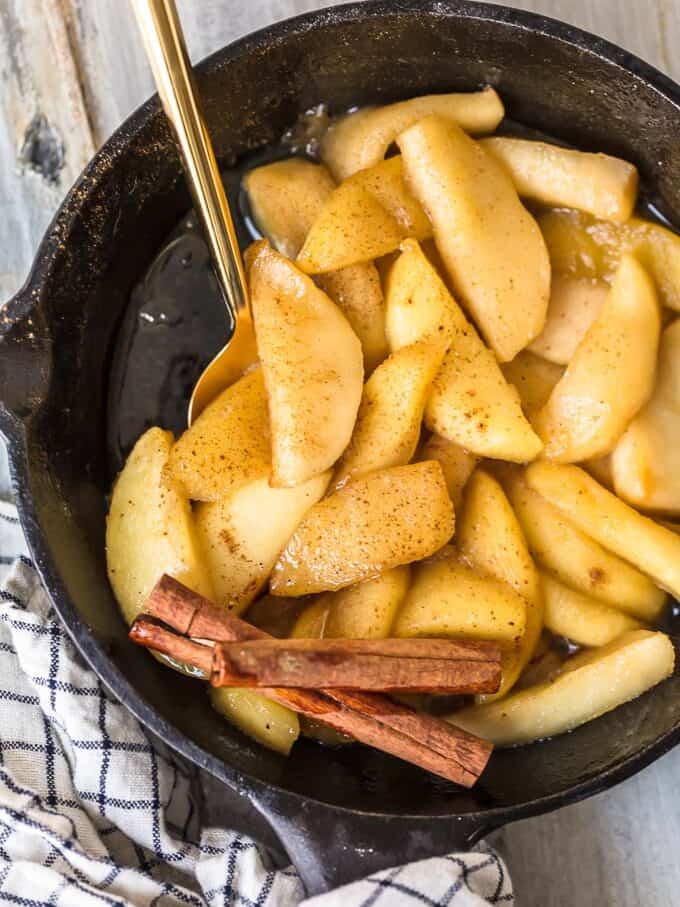 Recipe: Cinnamon-infused skillet-fried apple slices.