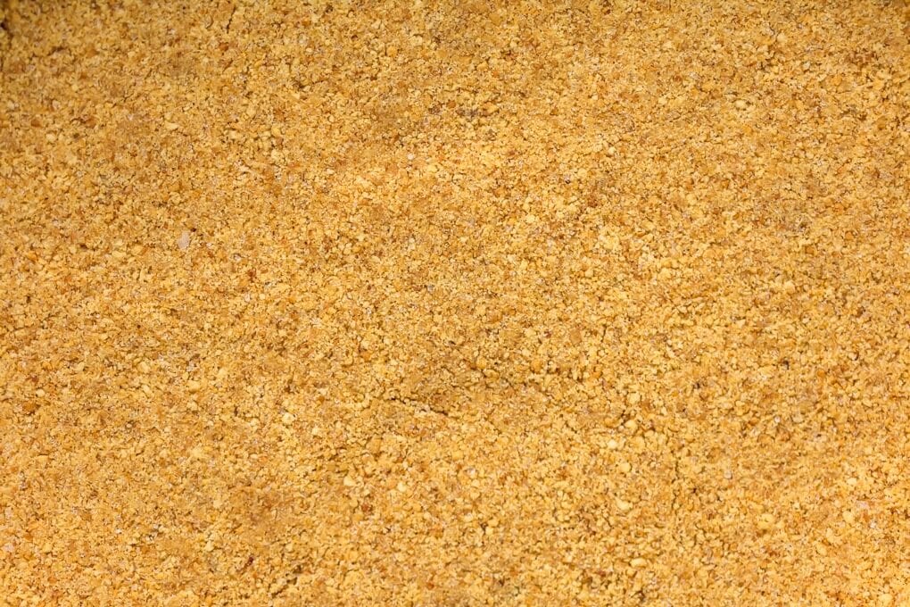 close up view of graham cracker crumbs.