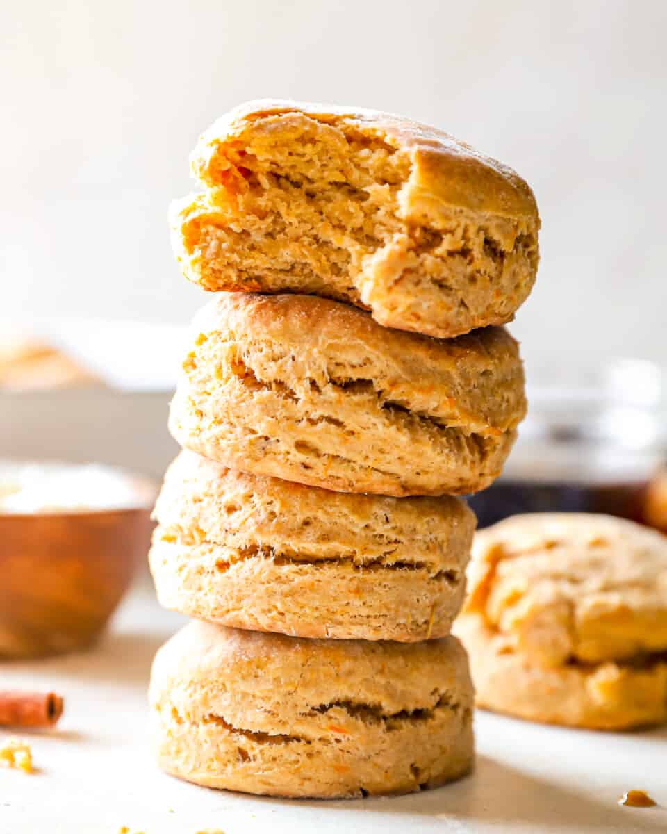 A stack of biscuits stacked on top of each other.