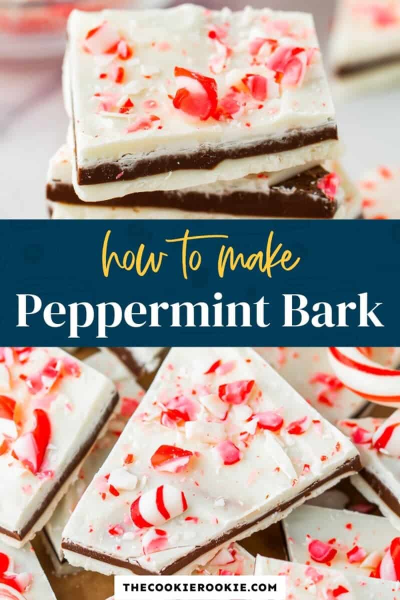 Peppermint bark with the text how to make peppermint bark.